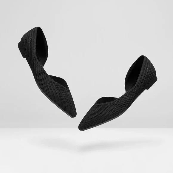 Vivaia Black Melia Pointed-Toe Striped Flat.  Size 38/US 7-7.5. - Picture 2 of 15